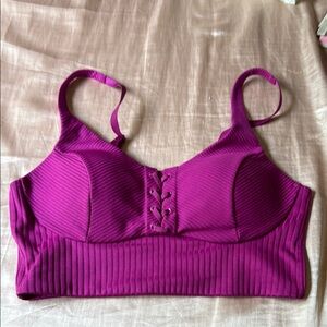 NWOT Women's Purple Lace-Up Padded Sports Bra